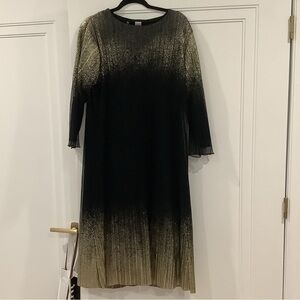 KMW Black To Gold Ombré Lace Midi Dress